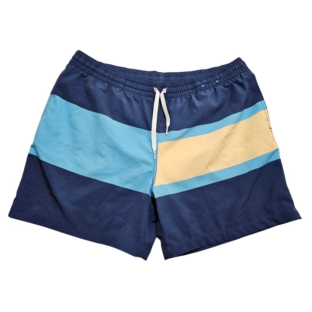 Chubbies Mens Colorblock Swim Trunks Navy Blue Yellow 5.5 Inseam Size Large *